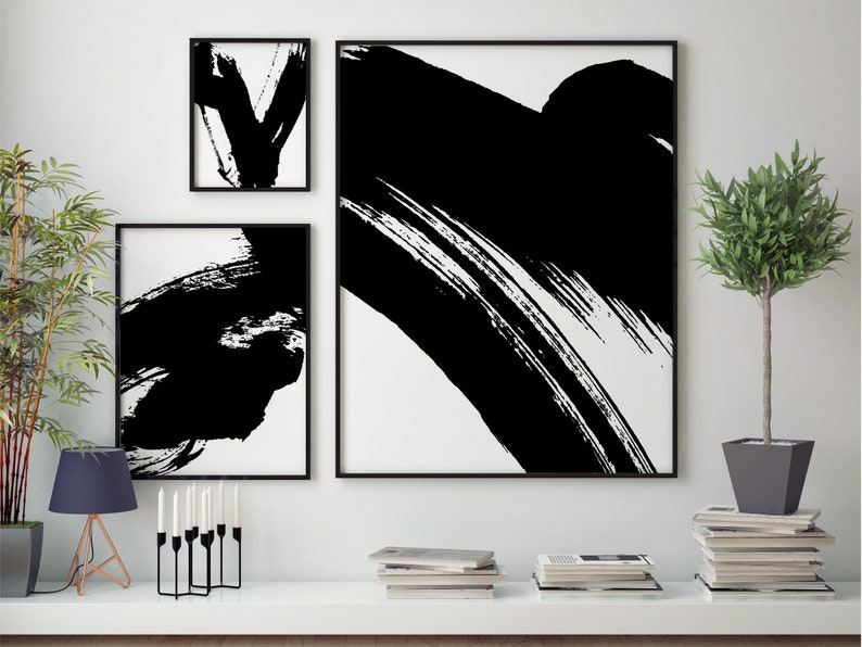 Set of 3 Downloadable Black and White Prints Printable Black - Etsy