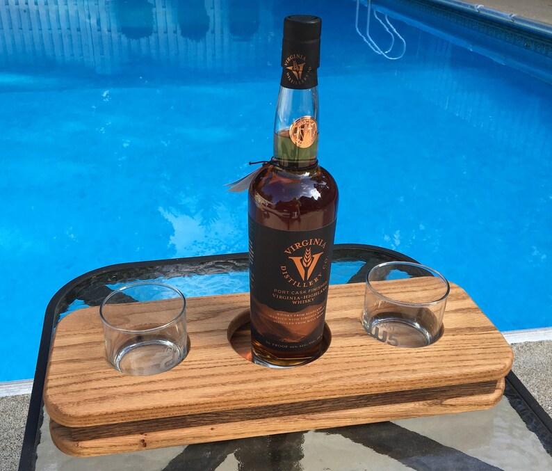 Liquor serving tray round bottle Etsy