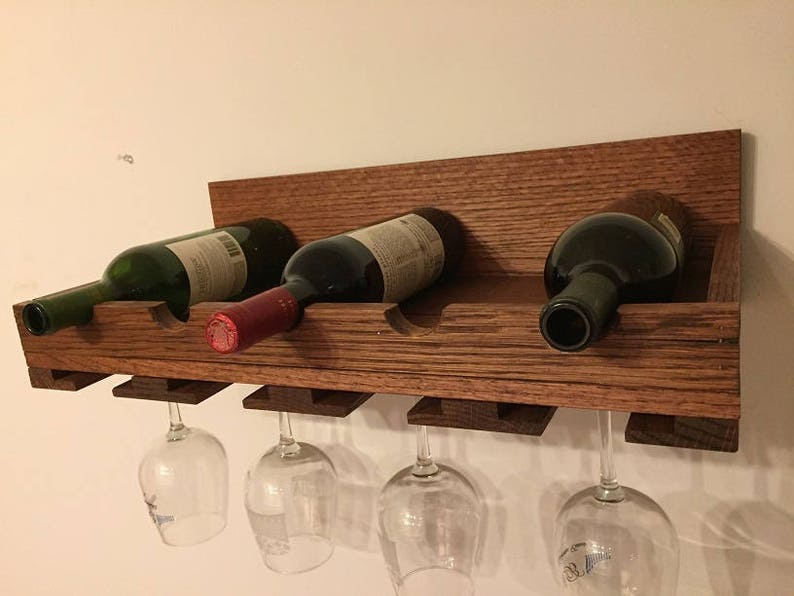 Oak horizontal wine wall rack Etsy