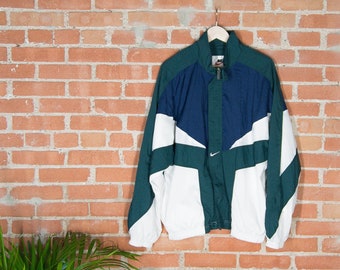 90's Nike Windbreaker - Navy/Wht/Green