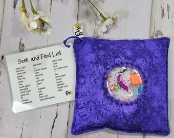 Perfectly Purple Seek & Find Sensory Bag - I Spy Bag, 40 Trinkets, Travel Activity, Calming, Dementia, Day Cares, Quiet Corner, Church Game