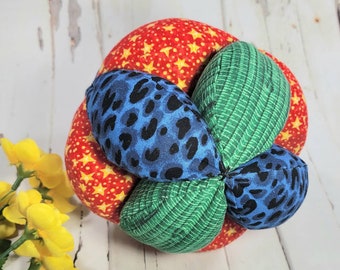 Blue, Red, Green Sensory Clutch Ball, Exercise, Fidget, Lightweight, Montessori Ball, Amish Puzzle Ball, Playroom Toy, Baby Shower Gift