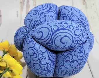 Blue Swirls Sensory Clutch Ball, Exercise, Fidget, Lightweight, Montessori Ball, Amish Puzzle Ball, Baby Shower Gift
