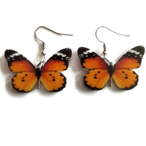 Butterfly Earrings, 1 1/2 inch, Clip-on available, stainless steel, 1 inch dangle, Handmade Jewelry, Gift