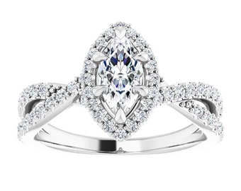 Anello di fidanzamento con diamante marchesa 14K