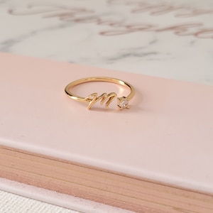 Gold Plated Adjustable Initial Letter Ring Ladies ring