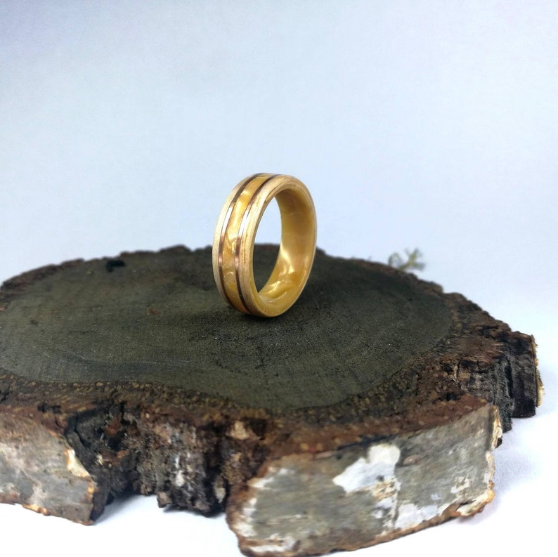 gold epoxy resin ring Wood Rings Womens rings, Anniversary rings wooden engagement men ring galaxy ring Handcrafted Wooden rings