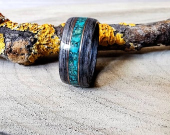 Amazonite wooden ring, custom inlay ring, pisces zodiac gift, turquoise ring, zodiac birthstone, women's ring, anniversary rings