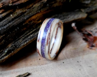 Amethyst wooden band, custom amethyst ring, engagement ring, personalized wooden ring,Men's ring, Ring for him, Gifts for him, statement