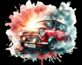 Pack 2 Transparent PNG Mini Cooper, Digital Download, Digital Art Print, Classic Mini Cooper, PNG, PNG Files