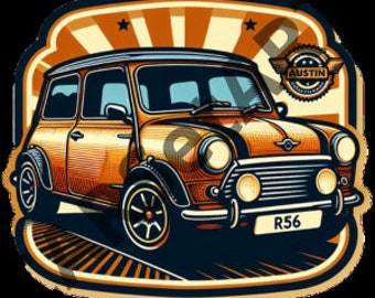 Pack 6 Mini Cooper, Digital Download, Digital Art Print, Classic Mini Cooper, PNG, PNG Files, Mini R55, R56