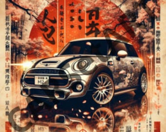 1 png Mini Cooper, Digital Download, Digital Art Print, Classic Mini Cooper, PNG, PNG Files, Mini R55, R56