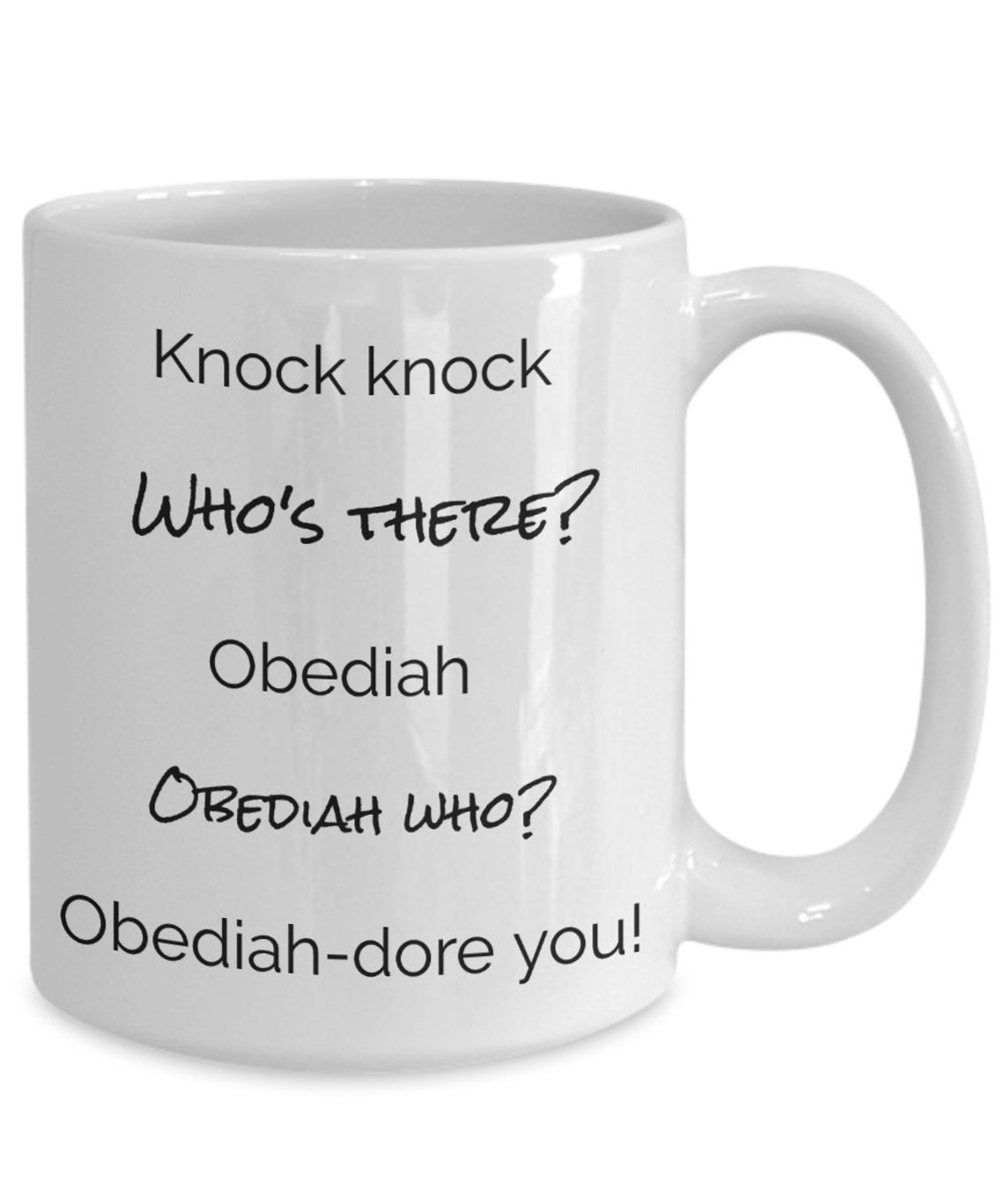 Corny Humor Coffee Mug Knock Knock Joke Obediahdore You Dad Etsy