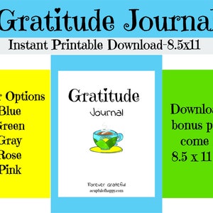 DIARIO DE GRATITUD Coloración diaria de gratitud: Descarga instantánea para imprimir, tamaño de letra 8,5" x 11'' con guía Power of Journaling