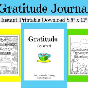 DIARIO DE GRATITUD Libro para colorear: Descarga instantánea para imprimir, tamaño carta 8.5" x 11'' Guía diaria de gratitud con el poder del diario