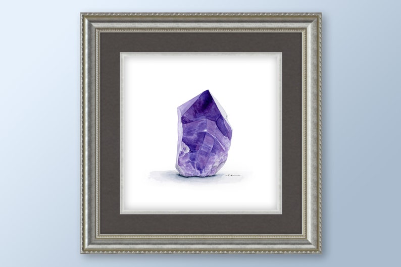 Amethyst February Birthstone Watercolor Downloadable Art Print Instant Download