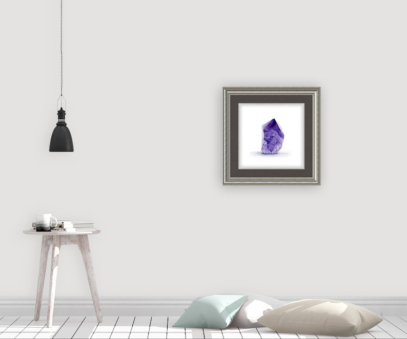 Amethyst February Birthstone Watercolor Downloadable Art Print Instant Download