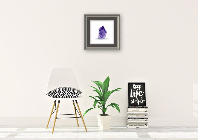 Amethyst February Birthstone Watercolor Downloadable Art Print Instant Download