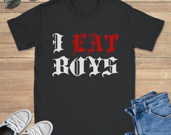 I Eat Boys Vampire Halloween Graphic Tee Shirt, Cool Sweatshirt, Funny Hoodie, Sizes S-5XL