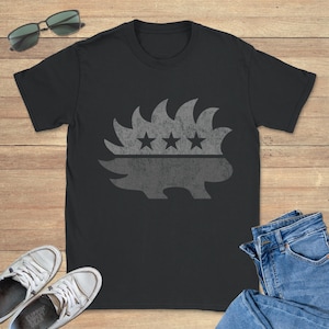 Libertarian Porcupine Greyed Out Tacti-Cool Graphic Tee Shirt, Libertarianism Sweatshirt, Freedom Hoodie, Sizes S-5XL