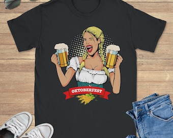 Oktoberfest German Waitress Kellner Graphic Tee Shirt, Beer Sweatshirt, Cool Hoodie, Sizes S-5XL