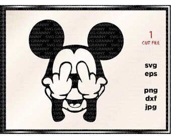 Minnie Mickey Middle Finger Disney Wall Decal Art Flip Off Decor Sticker