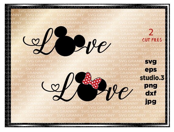 Love Wording Svg Disney Love Svg Mickey Minnie Designs Cut Etsy