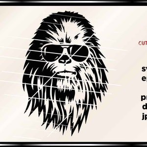 Wars svg, chewbacca with sunglasses, Trip svg, Dxf, Png, Jpg reverse, t shirt DIY, world svg, chewbacca svg image 2