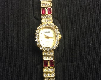 Vintage Visage Gem encrusted womens wrist watch