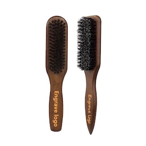 Brosse à barbe personnalisée en poils de sanglier : peigne à cheveux de style vintage, cadeau pour coiffeur