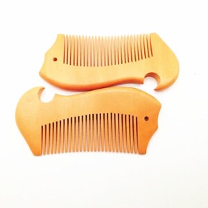 Customize Logo Combs-handmade Fish Shape Fine Tooth Wood Comb Beard ...