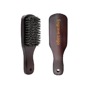Personalized Customize Logo-Dark red Wood Handle Boar Bristle Brush For Men Beard Care Makeup Grooming pet brush