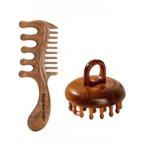 Personalized Customize Logo-Natural sandalwood comb see horse shape comb massage hair comb gift Bath Beauty Spa Relaxation