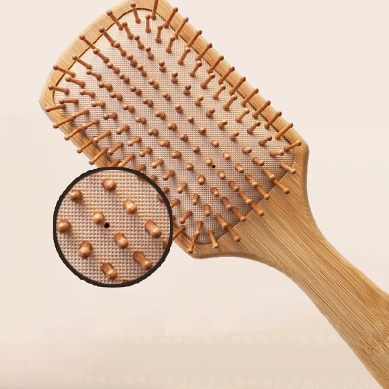 Customize Logo-Handmade Bamboo wood Brush For Hair/Beard Beard Care Comb Beard Brush Airbag brush 画像 4