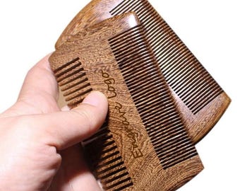 Personalized Customize Logo-GoldenSandalwood Comb Two Sides Tooth Beard care hair brush Bath Beauty Personal Care Shaving Grooming Mustache