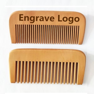 Pentes personalizados com logotipo - Pente de madeira com dentes finos/largos feito à mão Pente de barba Pente de bolso Escova de cabelo Pente quadrado