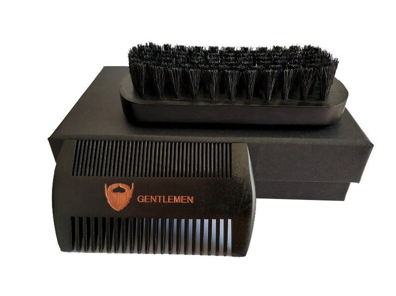 Cepillo de cerdas de jabalí negro Peine dual Hombres Barba Etsy