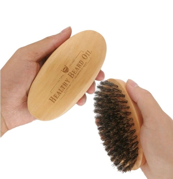 Personalized Customize Logo-Handmade Wood Handle Boar Bristle Brush For Men Beard Care Brush Makeup Grooming Tool Hair brush pet brush