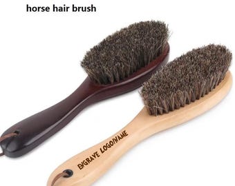 Personalized Customize Logo-Horse hair brush wooden coat shoes chean brush pet care