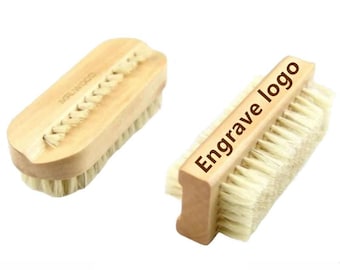 Personalized Engrave your logo- Handmade Wood handle boar bristle nail brush hand wash brush wooden nail cleaning tool