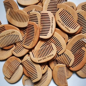 Personalized Customize Your Logo-Handmade Wide Tooth Wood Comb Beard Comb Pocket Size Comb Hair Brush