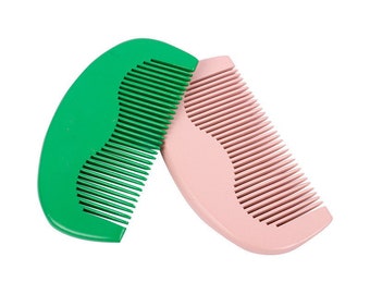 Customize Logo-Pink/Green Color Peach Wood Comb Fine Tooth Comb Pocket Size Comb hair brush makeup tool