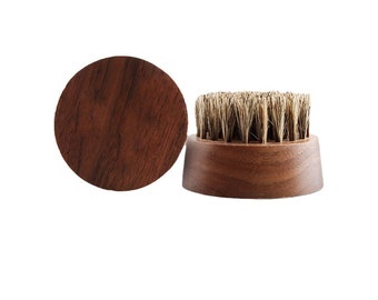 Engrave your logo-Handmade Natural Wood beard care brush round wood handle boar bristle brushes for men beard grooming