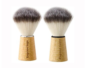 Pennelli da barba in nylon con manico in bambù, personalizzabili con logo, strumento per la cura della barba, regalo per barbiere.