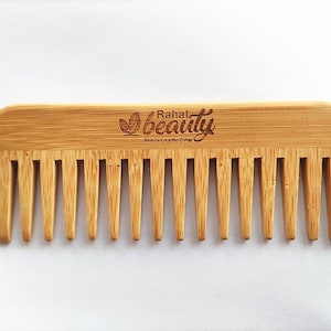 Personalized Bamboo Wood Comb: Custom Laser Engraved Wide Tooth Comb