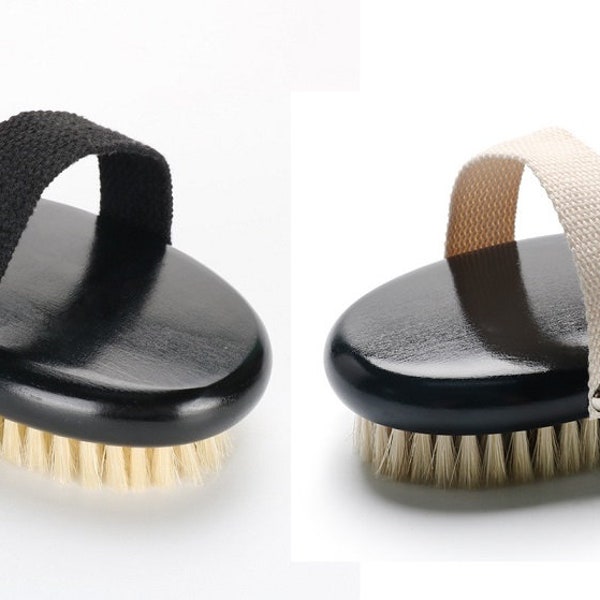 Customize logo-Handmade black body brush boar bristle dry brush clean brush wood handle brush bath brush massage