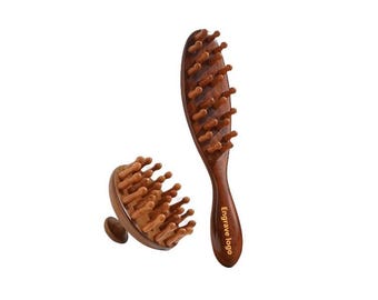 Personalized Sandalwood Comb: Engraved Logo, wooden Massager Hair Brush SPA