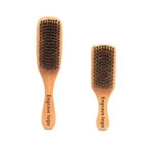 Personalized Customized Logo-Handmade Wood Handle Boar Bristle Brush Men Beard Care Brush With Handle Makeup Grooming
