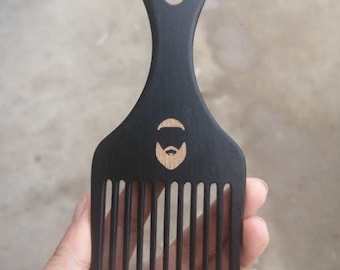 Customize Logo-Handmade Beech Wooden Comb Wide Tooth Beard Care Comb Fork Comb Afro Comb Pick comb hair brush