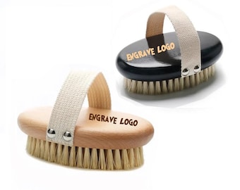 Personalisierte Sisal Körperbürste: Handgefertigte Holz-Badebürste, Option mit eingraviertem Logo